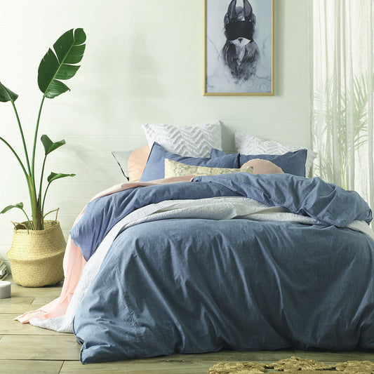 Accessorize Stonewashed Linen Cotton Quilt Cover Set QUEEN