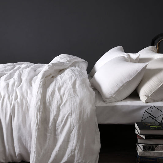 Vintage Design Homewares 100% Linen White Quilt Cover Set DOUBLE