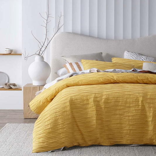 Vintage Design Homewares Malvern Ochre Cotton Quilt Cover Set KING