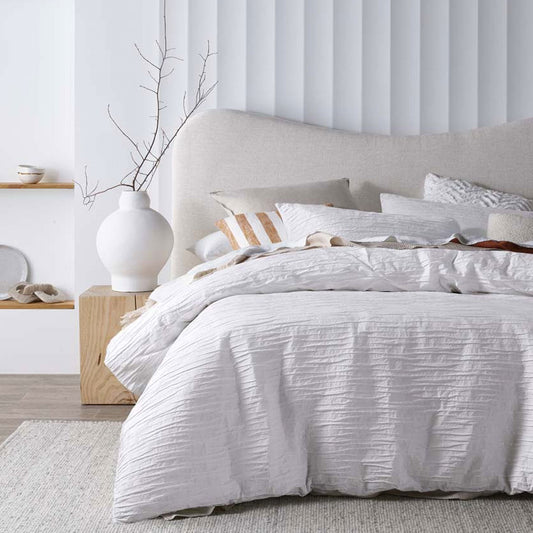 Vintage Design Homewares Malvern White Cotton Quilt Cover Set DOUBLE