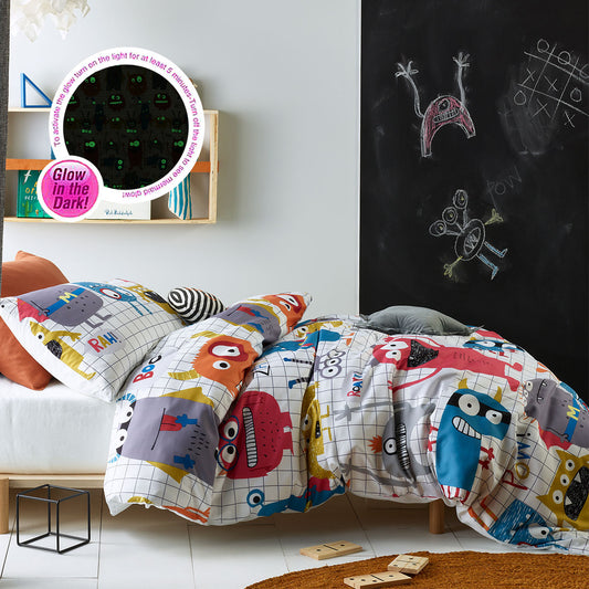 Happy Kids Monster Squad Glow in the Dark Quilt Cover Set SINGLE