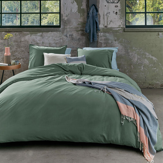 Bedding House Organic Cotton Basic Green Quilt Cover Set KING