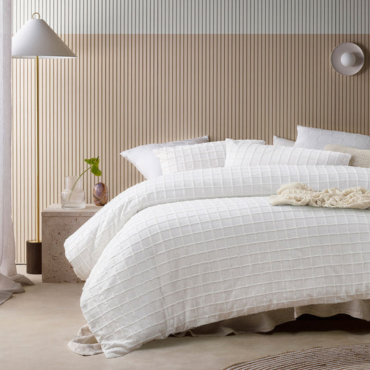Parquet White Quilt Cover Set Single Polyester Cotton Vintage