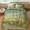 Van Gogh Peach Trees Green Cotton Sateen Quilt Cover King