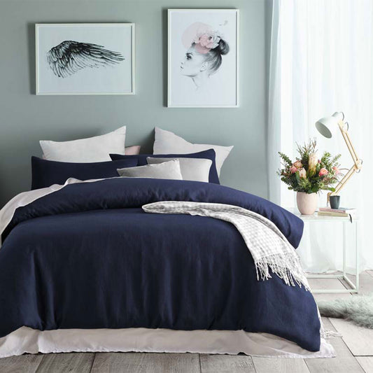 Accessorize Navy Waffle Polyester Quilt Cover Set SINGLE