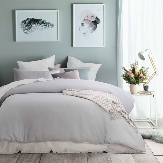 Accessorize Silver Waffle Polyester Quilt Cover Set DOUBLE