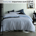Accessorize Ripley Blue Striped Pattern Quilt Cover Set Queen