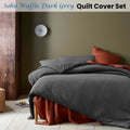 Accessorize Soho Waffle Dark Grey Quilt Cover Set QUEEN