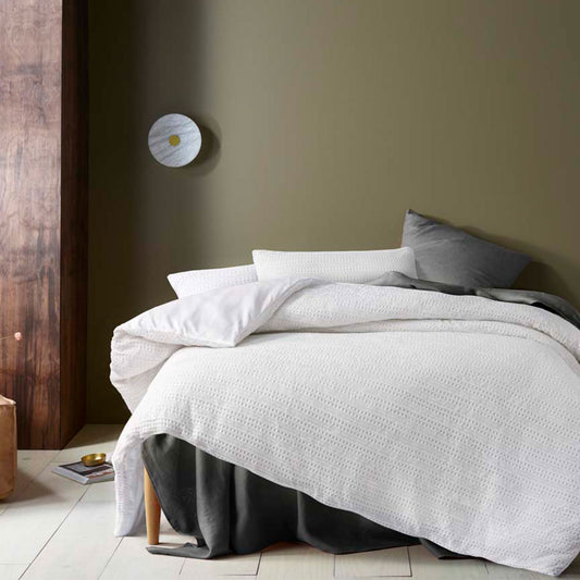 Accessorize Soho Waffle White Quilt Cover Set KING