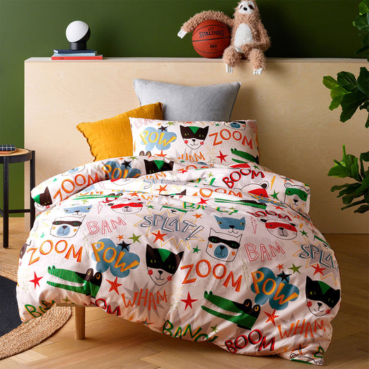 Happy Kids Superhero Quilt Cover Set SINGLE