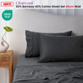 Bamboo Cotton Sheet Set 400TC King Single Charcoal 40cm Wall