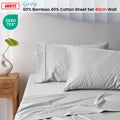 Accessorize 400TC Grey Bamboo Cotton Sheet Set 40cm Wall SINGLE