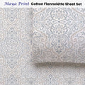 Accessorize Flannelette Sheet Set King Maya Print Cotton 40cm