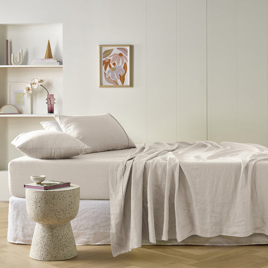 Vintage Design Homewares Natural French Linen Sheet Set KING