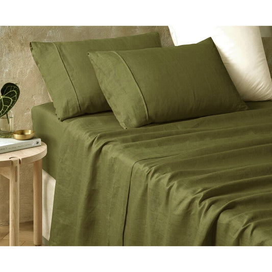 Vintage Design Homewares Hemp Fern Sheet Set SUPER KING
