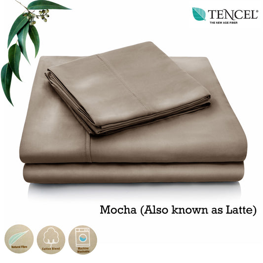 Accessorize Tencel Cotton Blend Sheet Set Mocha (Also Known as Latte) SINGLE
