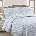 Jane Barrington Grey & White Lightly Quilted Jacquard Reversible Coverlet Set King