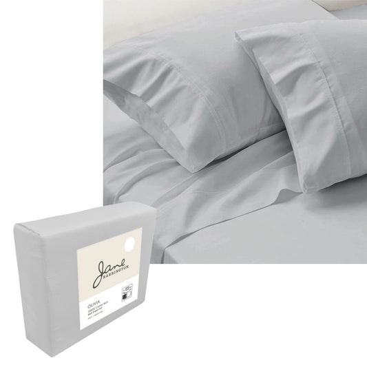 Jane Barrington 1200TC Olivia Cotton Rich Sheet Set 40cm Wall Cloud QUEEN