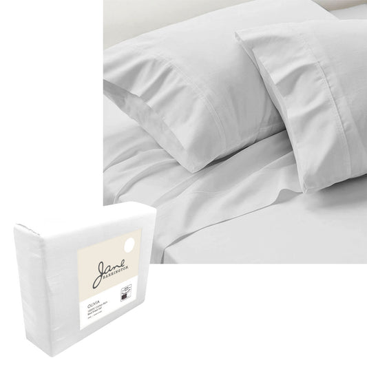 Jane Barrington 1200TC Olivia Cotton Rich Sheet Set 40cm Wall White QUEEN
