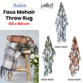 J Elliot Aiden Olive Faux Mohair Throw Rug 130x160cm Fringe