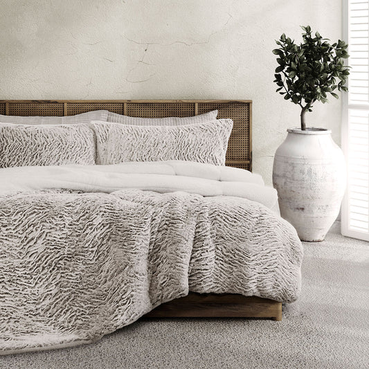 Ardor Faux Fur Bear 3 Piece Comforter Set SINGLE/DOUBLE