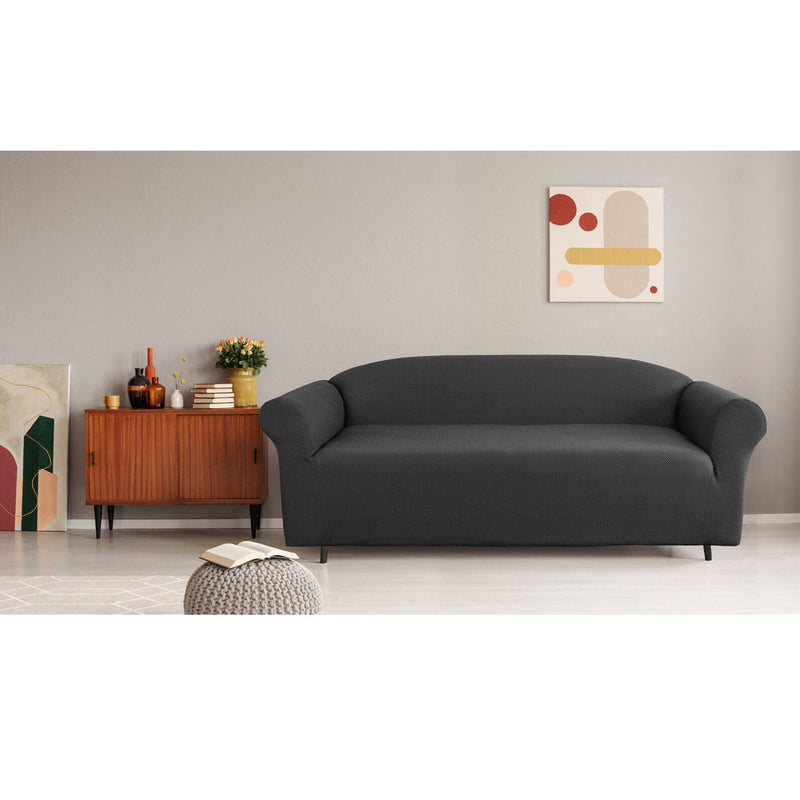 Elan Cambridge Extra Stretch Couch Cover 3 Seater Steel