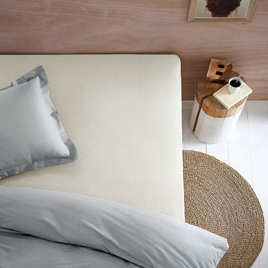 Essentially Home Living Polyester Cotton Fitted Sheet 36cm Wall Ivory SINGLE