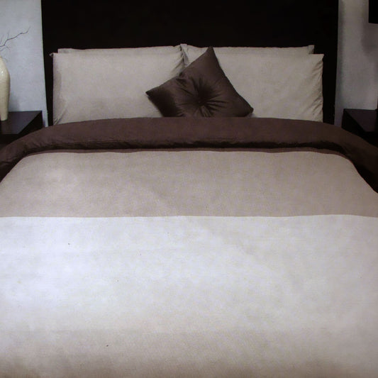 Essentially Home Living Chocolate 3 Tone Quilt Cover Set + Fitted Sheet QUEEN