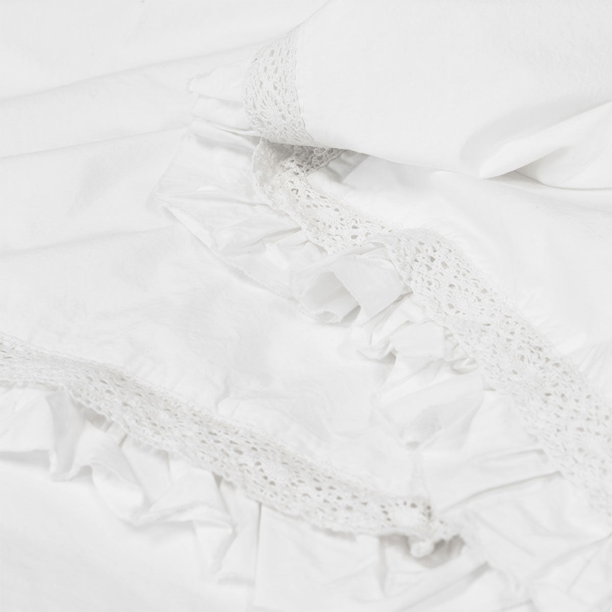 Algodon Adele White Cotton Ruffle Quilt Cover Set King