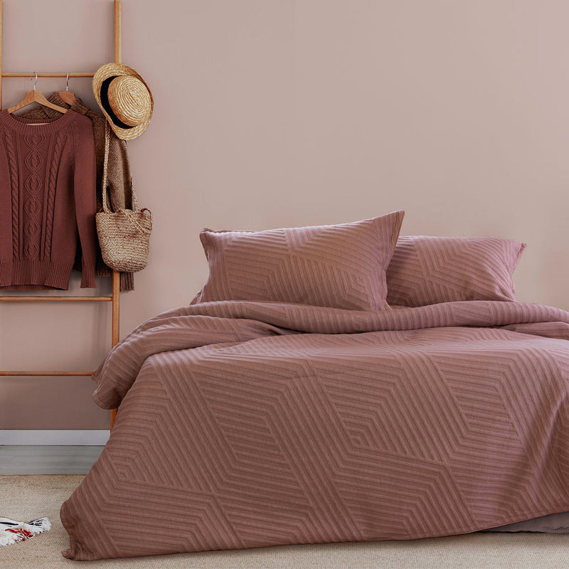 Ardor Alton Queen Quilt Cover Set Jacquard Geo Embossed