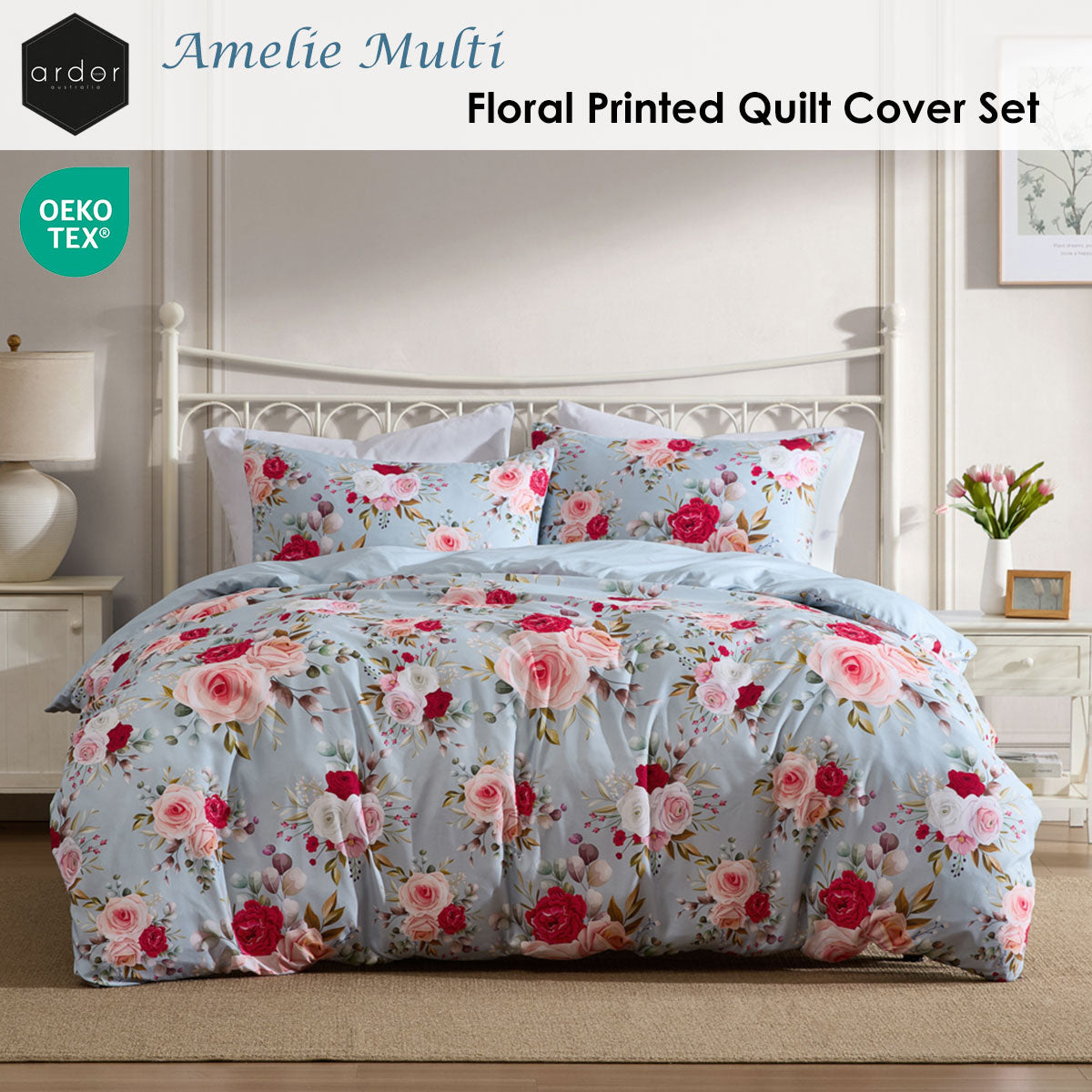 Ardor Amelie Multi Floral Printed Quilt Cover Set King