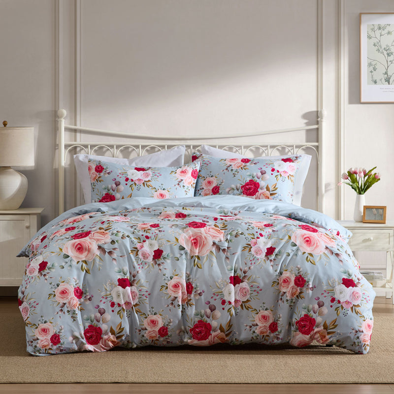 Ardor Amelie Multi Floral Printed Quilt Cover Set QUEEN
