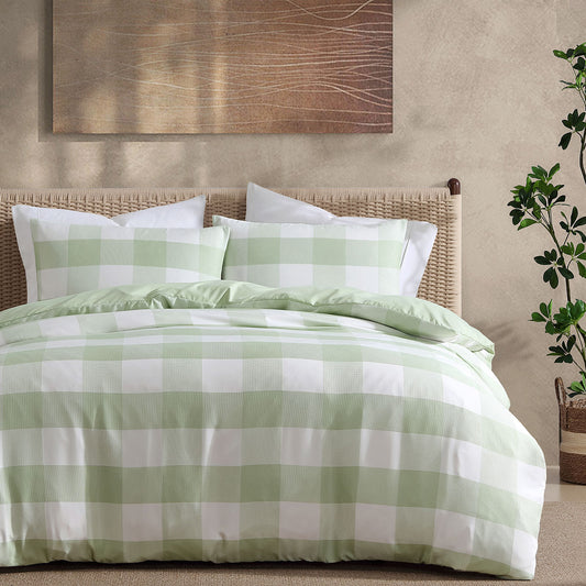 Ardor Ashlea Sage Oversized Waffle Check Quilt Cover Set Queen