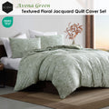 Ardor Avena Green Textured Floral Jacquard Quilt Cover Set King