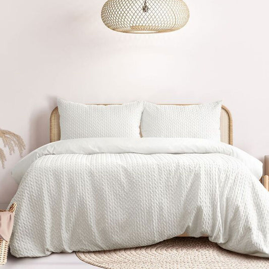 Ardor Embossed Quilt Cover Set Bondi White DOUBLE