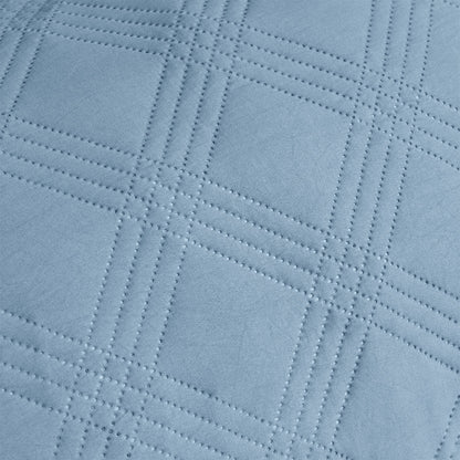 Ardor Carter Mineral Blue Embossed Vintage Washed Geometric Quilt Cover Set King
