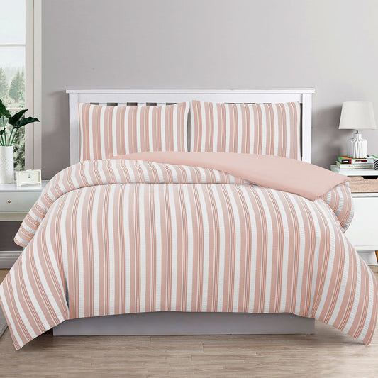 Ardor Cove Rose Dust Seersucker Waffle Quilt Cover Set DOUBLE