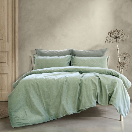 Ardor Embre Seagrass Linen Look 100% Cotton Quilt Cover Set QUEEN