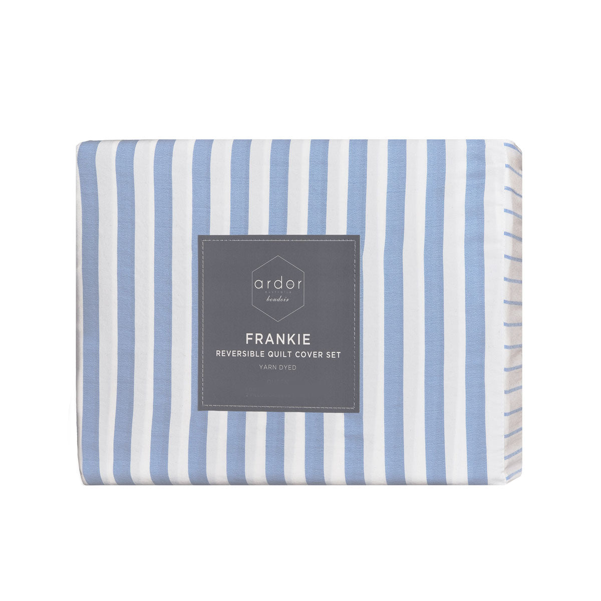 Ardor Frankie Blue Stripe Yarn Dyed Reversible Quilt Cover Set King