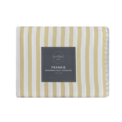 Ardor Frankie Yellow Stripe Yarn Dyed Reversible Quilt Cover Set King