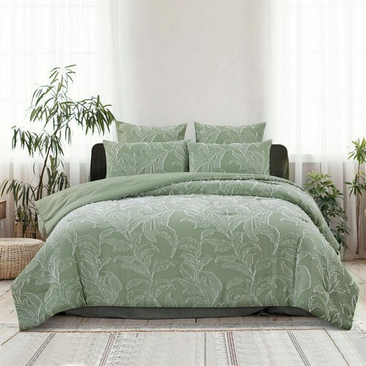 Ardor Kiah Pale Olive Textured Clipped Jacquard Quilt Cover Set KING