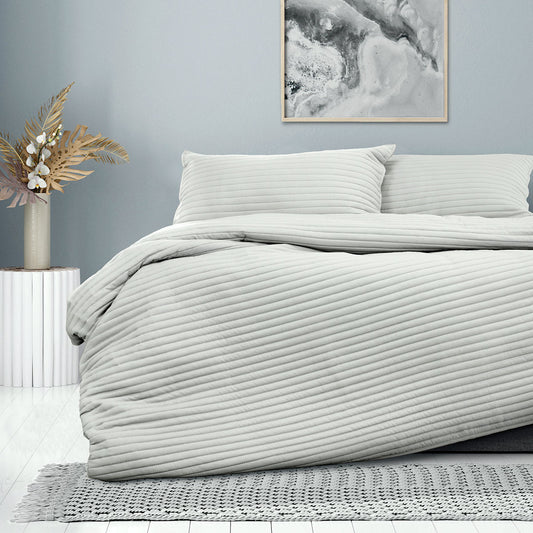 Ardor London Silver Embossed Quilt Cover Set KING