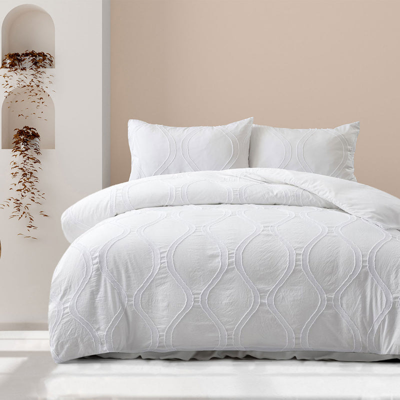 Ardor Lucy White Tufted Queen Quilt Cover Set