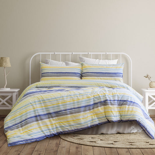 Ardor Milford Seafoam Polyester Cotton Quilt Cover Set QUEEN