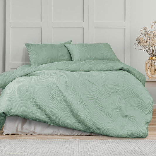 Ardor Molly Palm Green Quilted Quilt Cover Set KING