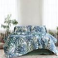 Ardor Palms King Quilt Cover Set Blue Polyester Cotton
