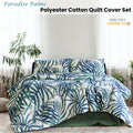 Ardor Palms King Quilt Cover Set Blue Polyester Cotton