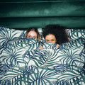 Ardor Palms King Quilt Cover Set Blue Polyester Cotton