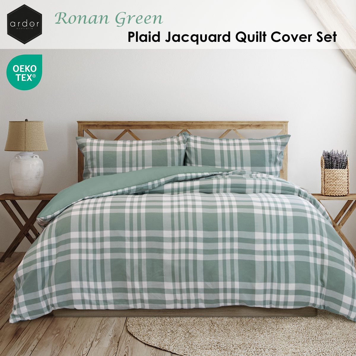 Ardor Ronan Green Plaid Jacquard Quilt Cover Set King