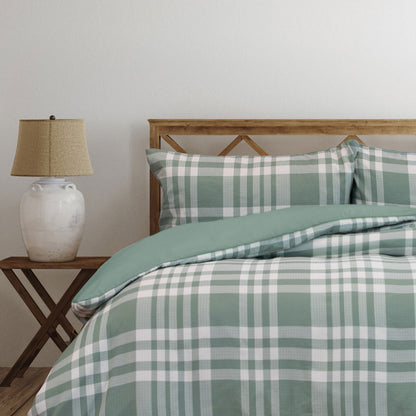 Ardor Ronan Green Plaid Jacquard Quilt Cover Set King